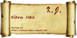 Kühne Jákó névjegykártya